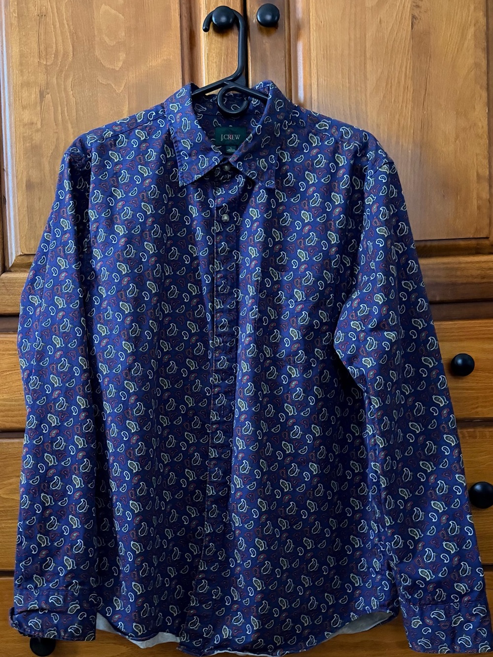 J. Crew Men's Navy Paisley Long-Sleeve Button-Down Shirt